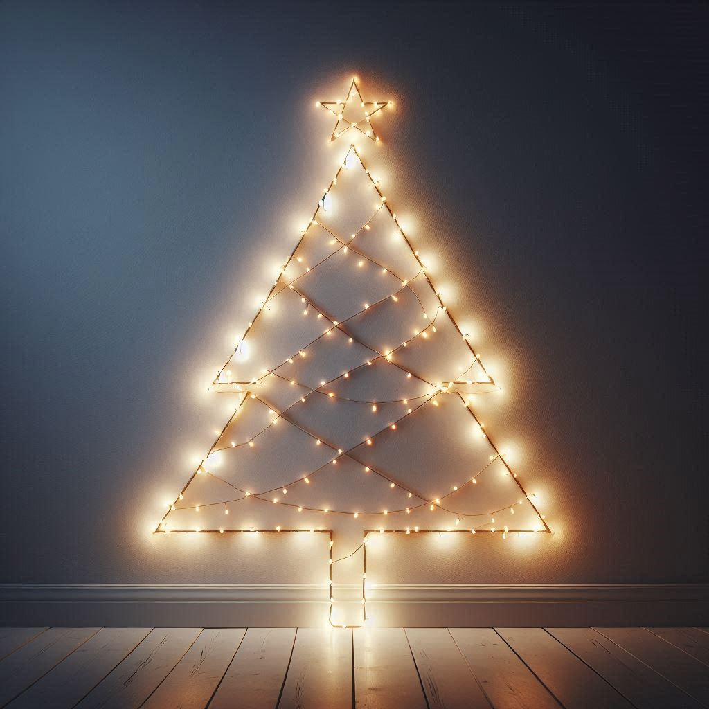 Árbol de Navidad minimalista hecho con luces.