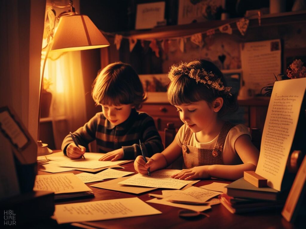 Niños escribiendo cartas a los Reyes Magos