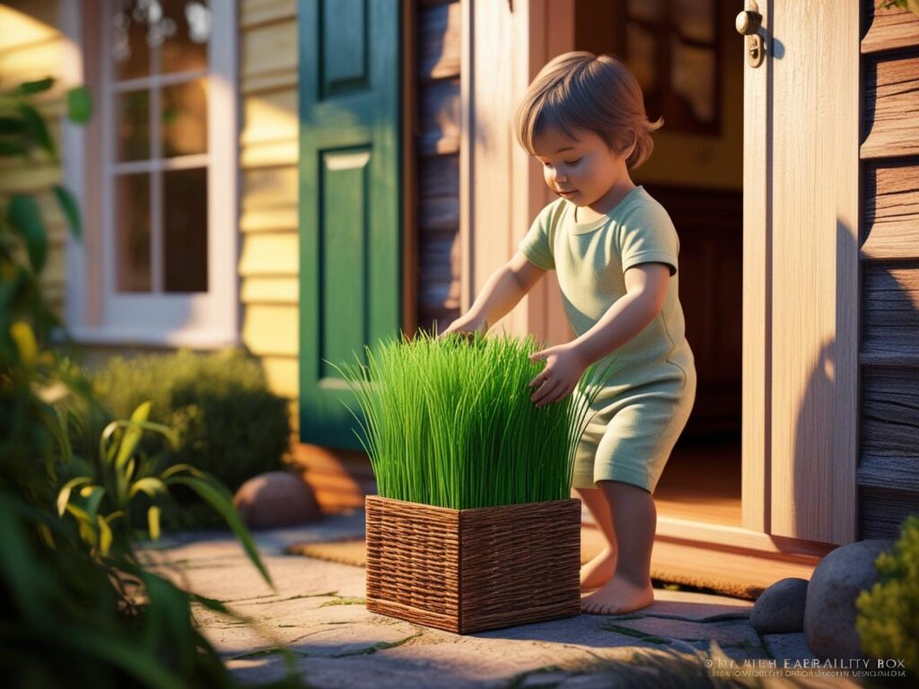 Niño con caja de pasto para los camellos de los Reyes Magos