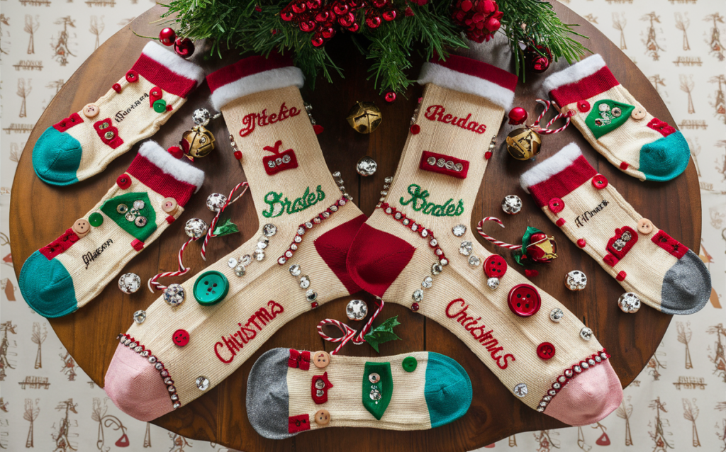 Calcetines navideños personalizados terminados.