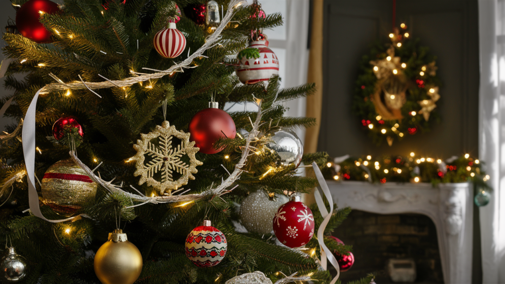 Árbol de Navidad decorado en un hogar alemán