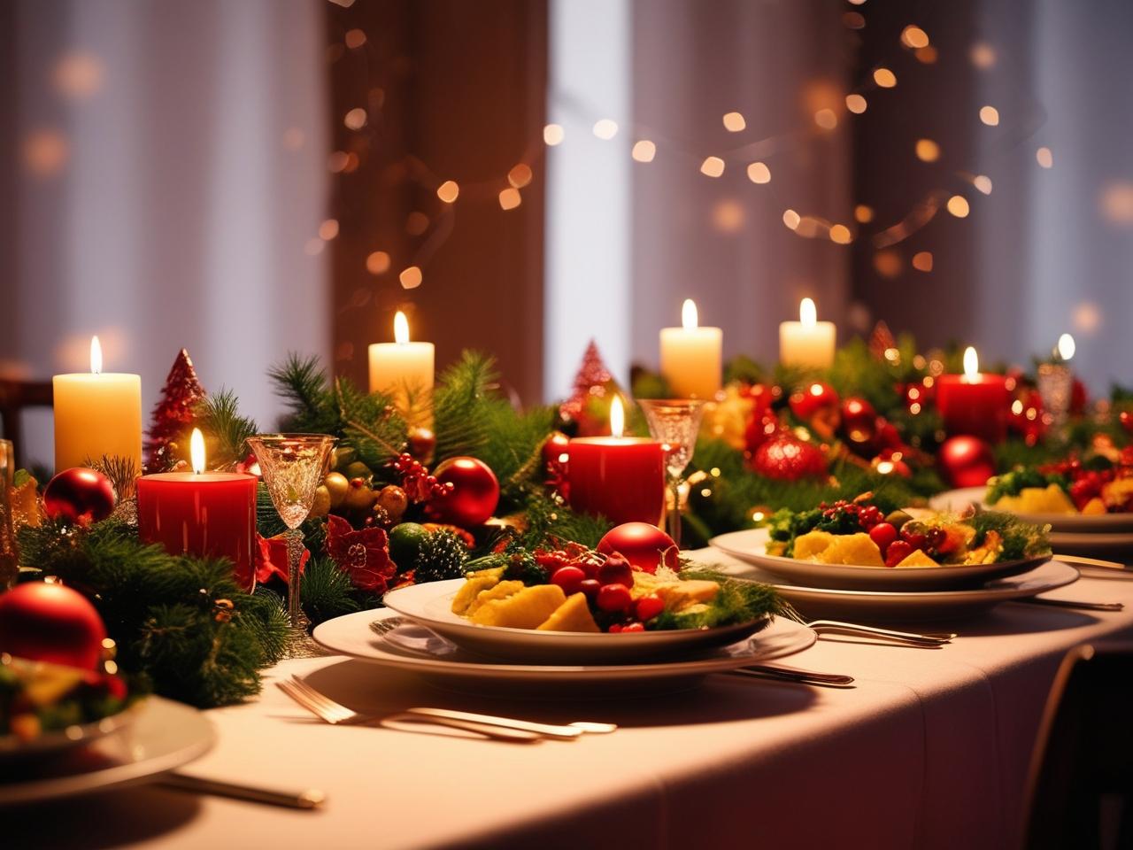 Mesa navideña con platos ligeros para Nochebuena